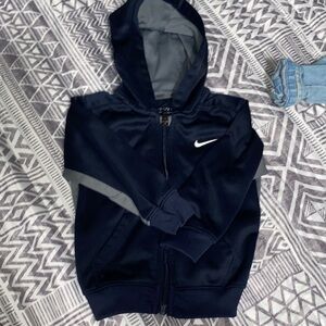 Nike Kids Dark Blue Hoodie with Gray Accents